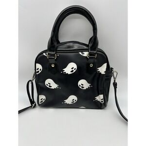 Spooky Ghost Print Crossbody Handbag Goth Punk Alt Halloween Shoulder Bag